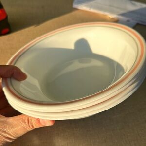 Vintage Corelle bowls. Green and orange ribbon. Set of 4
